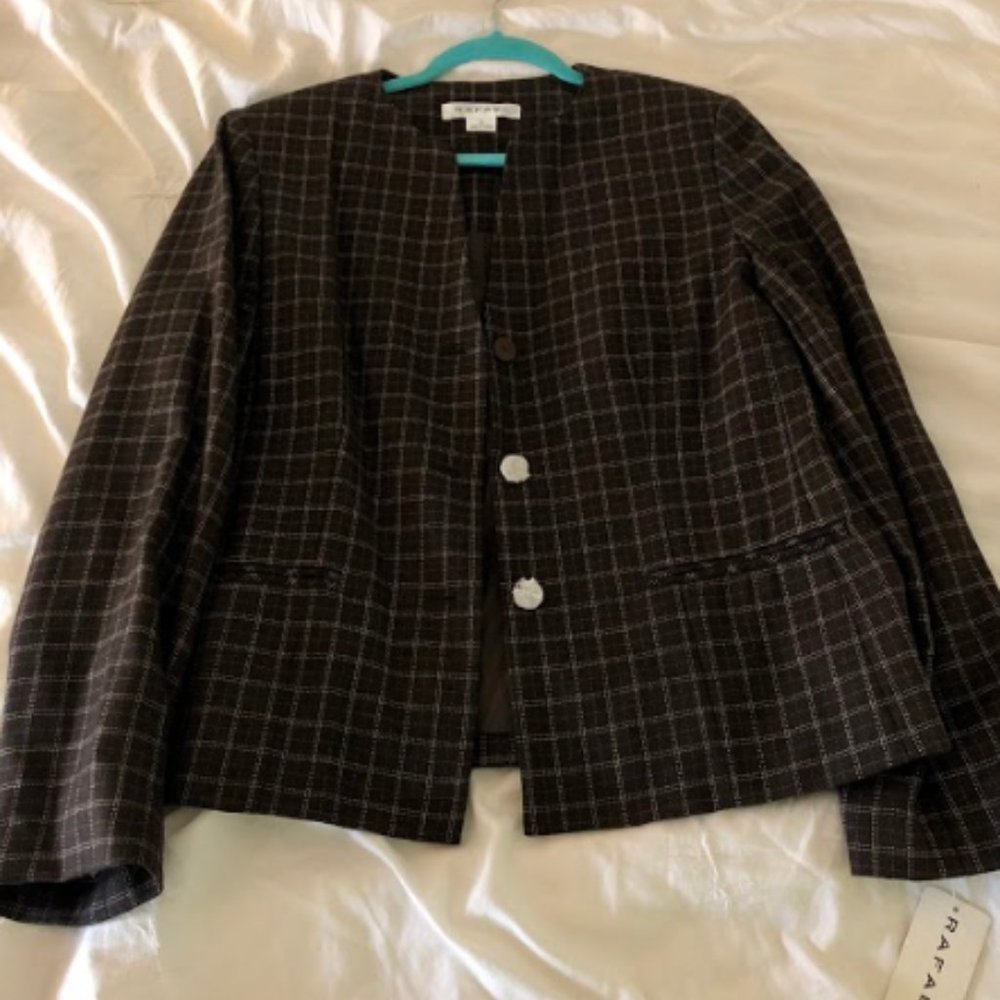 NEW WITH TAGS Rafael Women's Plaid Blazer Size 14